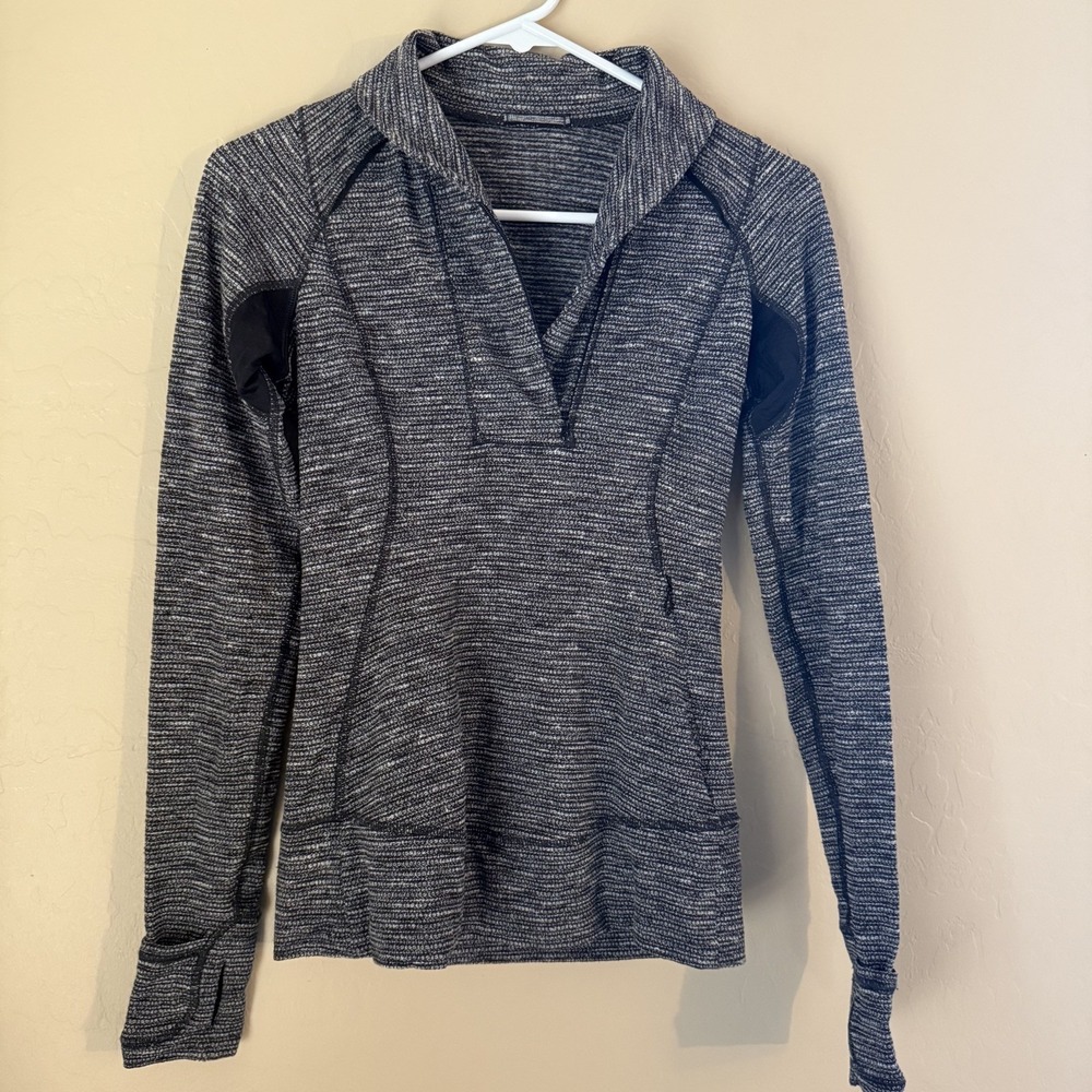 Lululemon Think Fast Pullover Coco Pique Black / Black Size 2‎